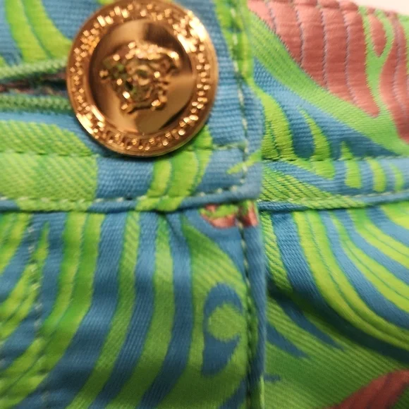 Versace Psycadellic Print Denim A  -Line Mini Skirt Italy SZ 42 - Picture 4 of 15